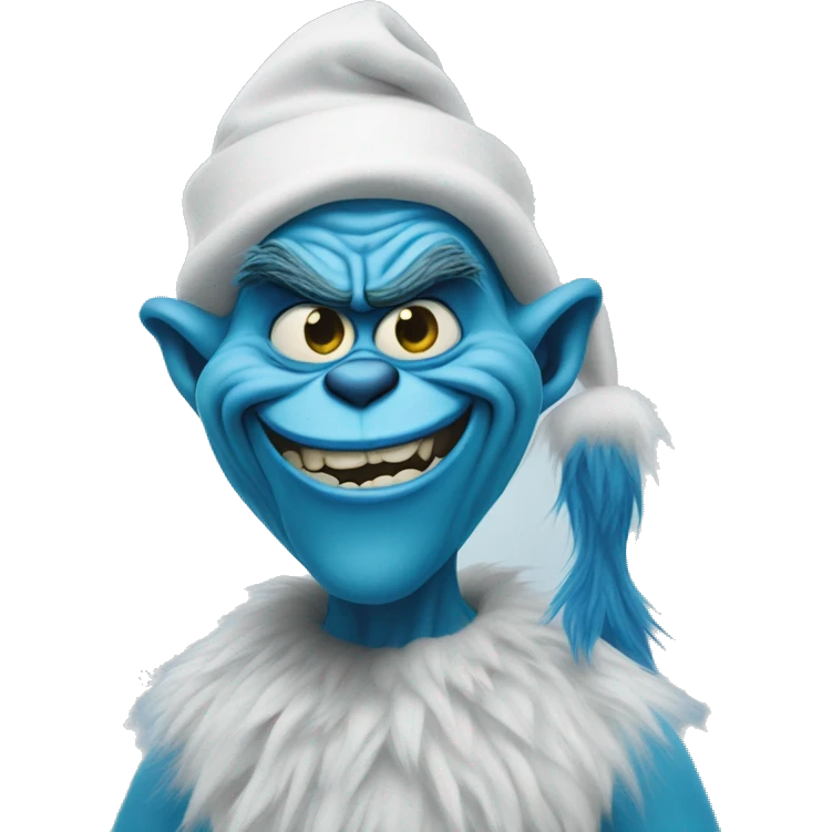 Blue grinch making devious face emoji