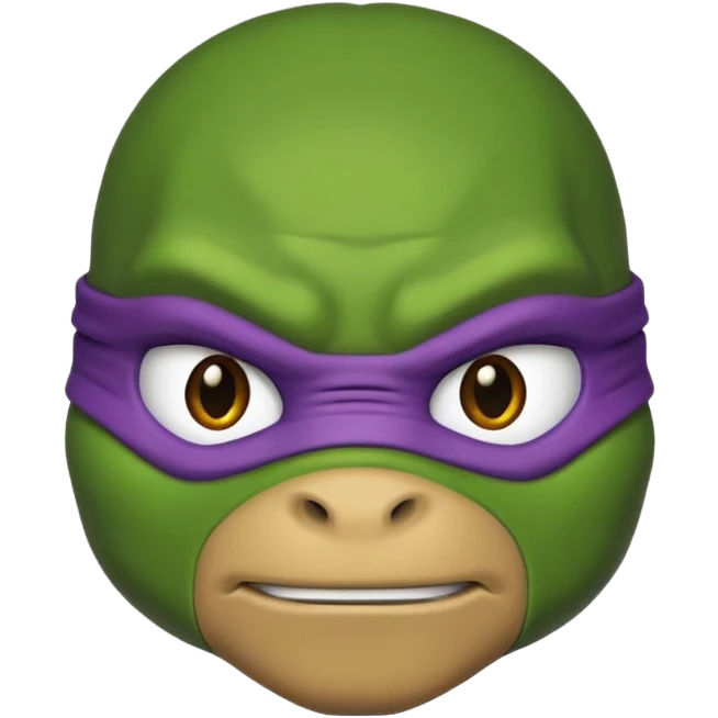 Donatello from Teenage Mutant Ninja Turtles, emoji style, head only, with a determined expression emoji