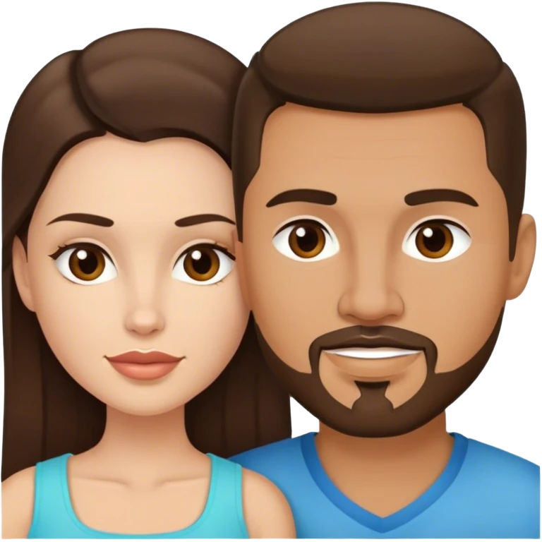 Intimate sfw between white brunette and tan Latino with goatee lover emoji