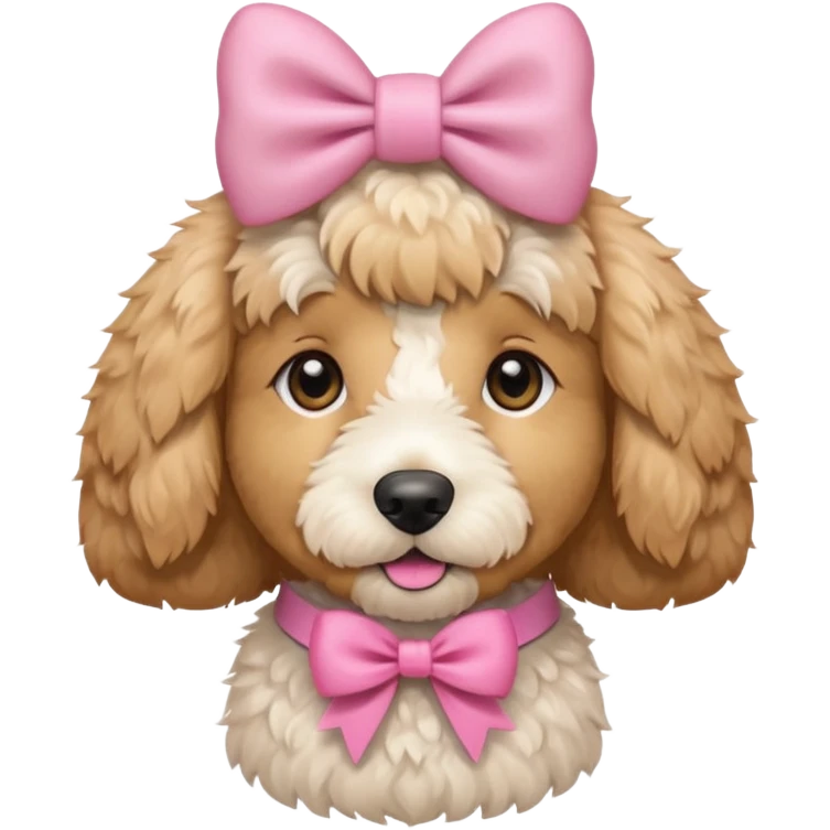 Cute Golden doodle with pink bow emoji