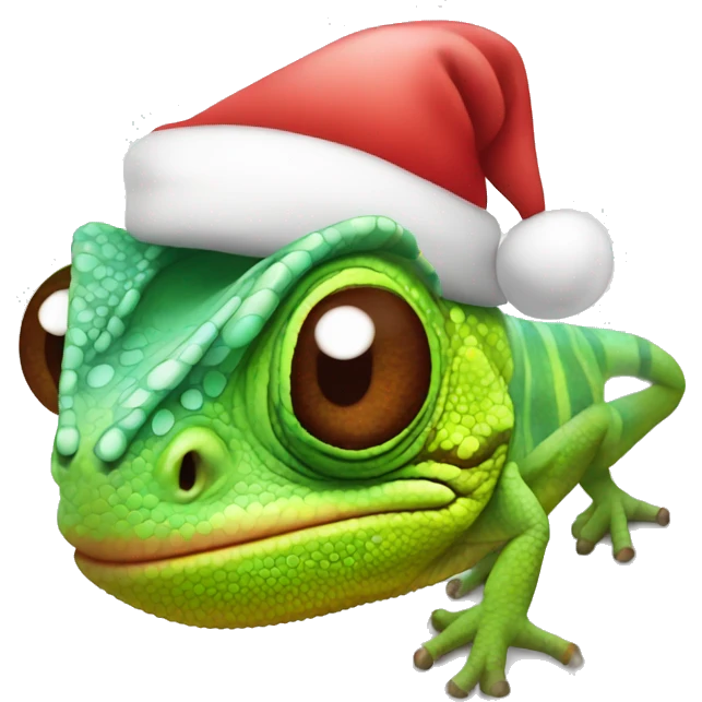 Chameleon wearing a Santa hat emoji