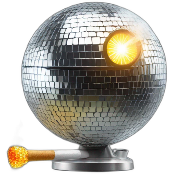 disco ball with a fringe smoking a cigarette emoji