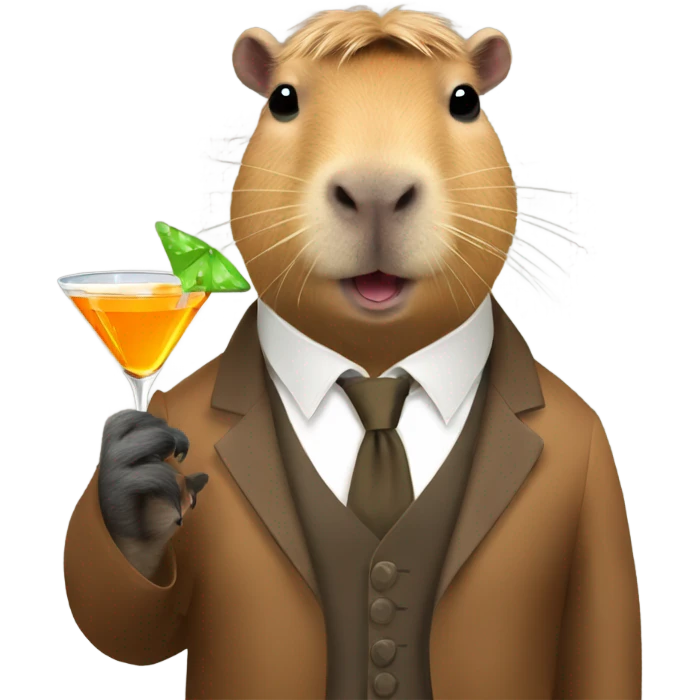 Capybara wearing a bow and holding a martini  emoji