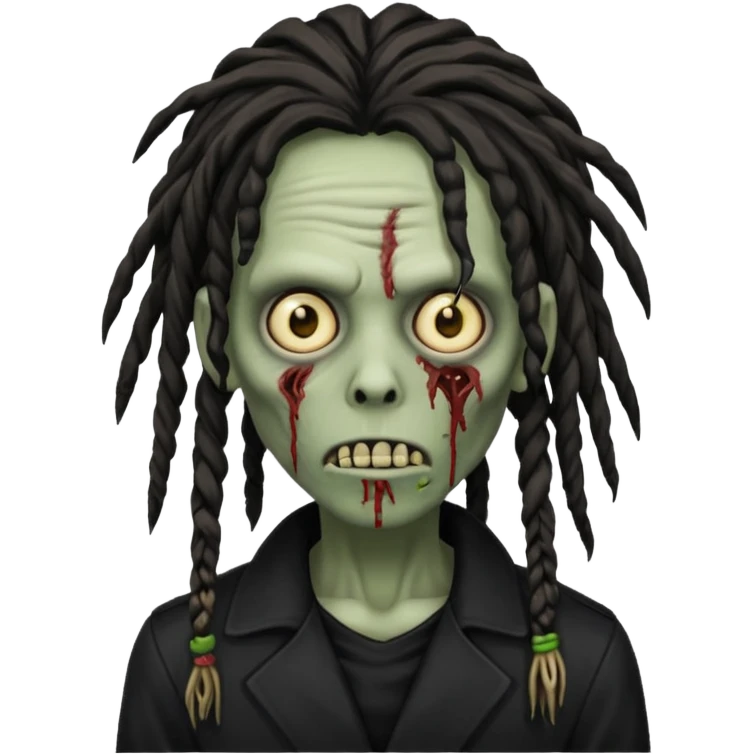 zombie with dreadlock and black outfit emoji