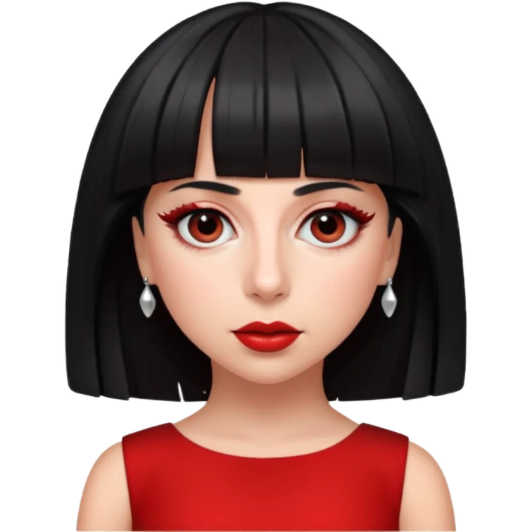 Create lady gaga with a red dress and black short hair with bangs emoji