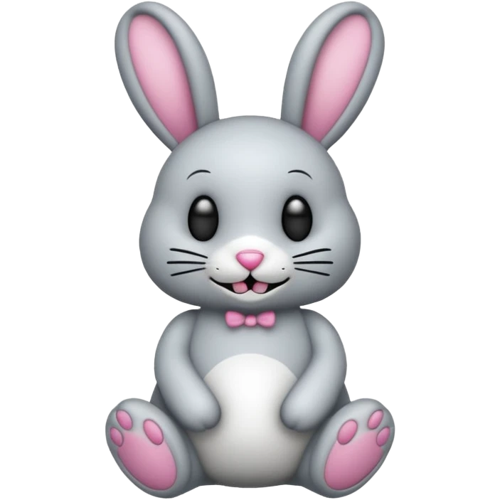 Emoji d'une peluche lapin squelette noir qui dit bonjour emoji