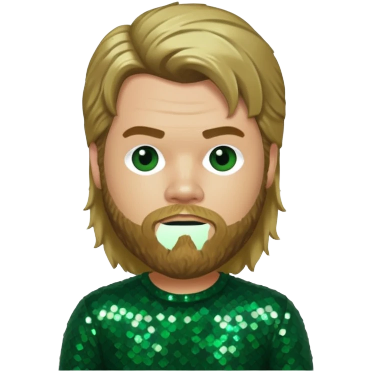 Ryan Dunn from Jackass with long dark blonde hair, dark green sequin outfit emoji
