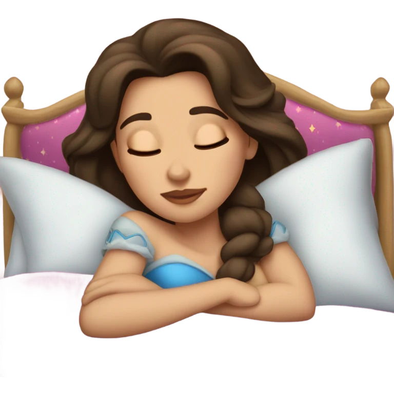 Sleeping brunette beauty princess Disney, bed emoji