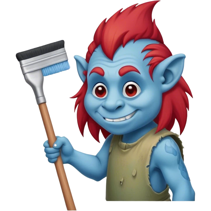 Troll cleaning window with squeegee blue and red emoji