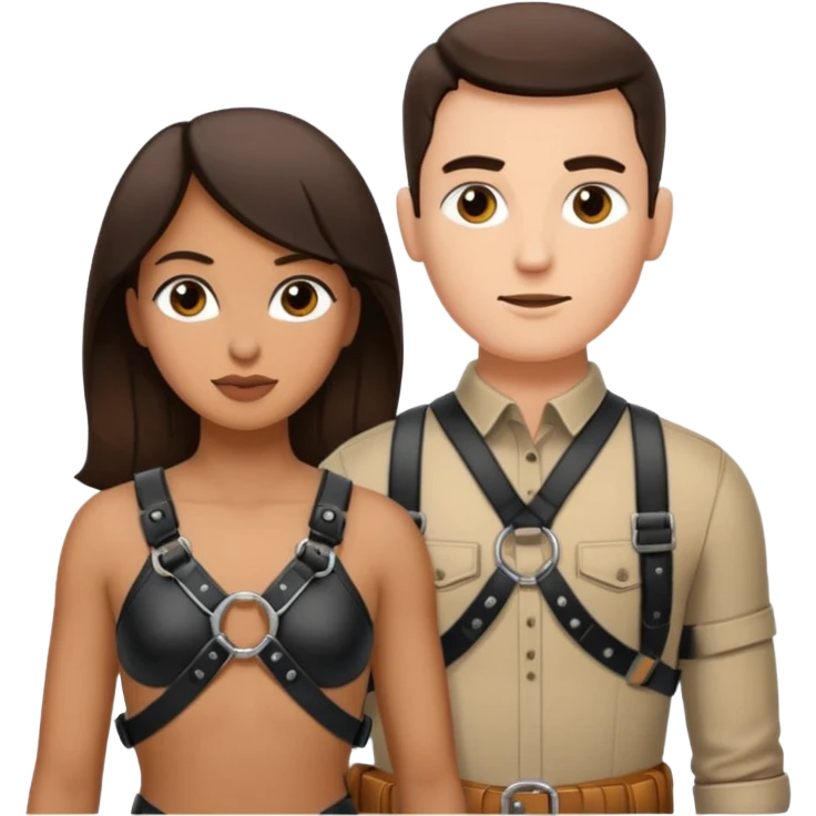 Brunette woman pegging man emoji