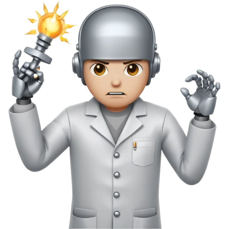 An angry robot hitting his master emoji