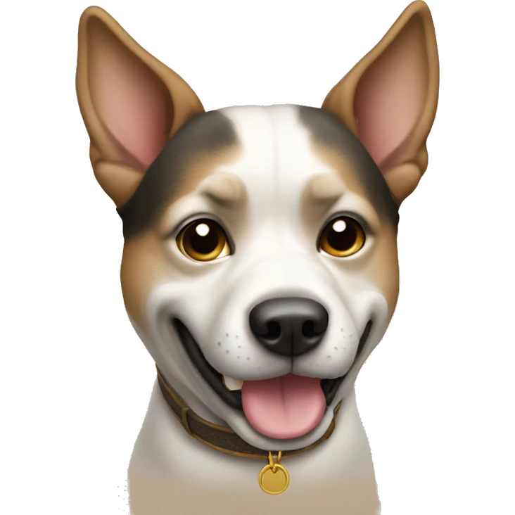 Dog wearning a horei emoji