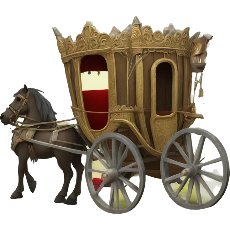 medival wodden horse carriage full of medival things without a horse emoji