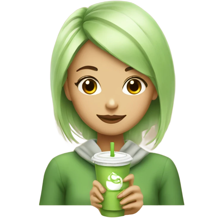 girl drink matcha latte emoji