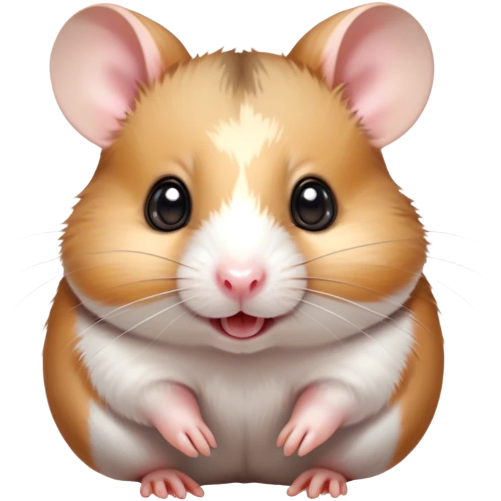 Cinematic Comical Brown and White Banded Hamster Portrait Emoji, Head tilted dramatically with an exaggeratedly amused expression, featuring a striking fur with bold brown and white banded patterns, wide, expressive dark eyes filled with playful disbelief, Simplified yet hilariously expressive features, highly detailed, glowing with a slightly sassy glow, high shine, dramatic yet playful, stylized with an air of cheeky mischief, bright and endearing, soft glowing outline, capturing the essence of a spirited and over-the-top hamster, so meme-worthy it feels like it could side-eye its way into internet fame instantly! emoji
