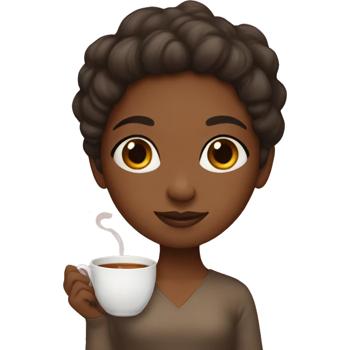 Brown girl with tea emoji