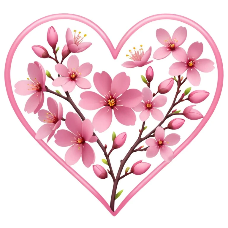 sakura heart with a spring breeze emoji