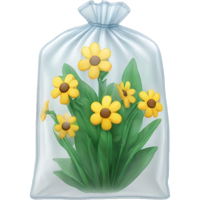 Clear ziplock bag of flower emoji