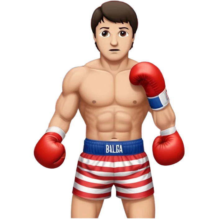 Rocky Balboa boxer in fighting stance with boxing gloves and American flag shorts emoji