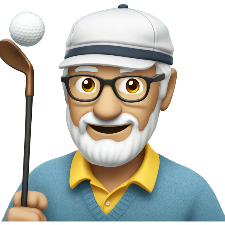 smiling elderly man in glasses swinging a golf club and wearing a cap emoji