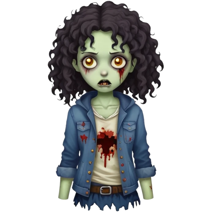 girl zombie with dark curly hair  emoji