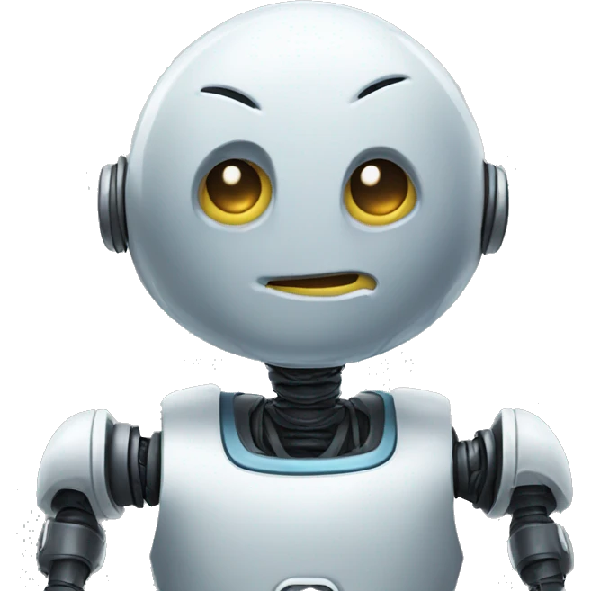 a robot sweating and smiling nervously emoji