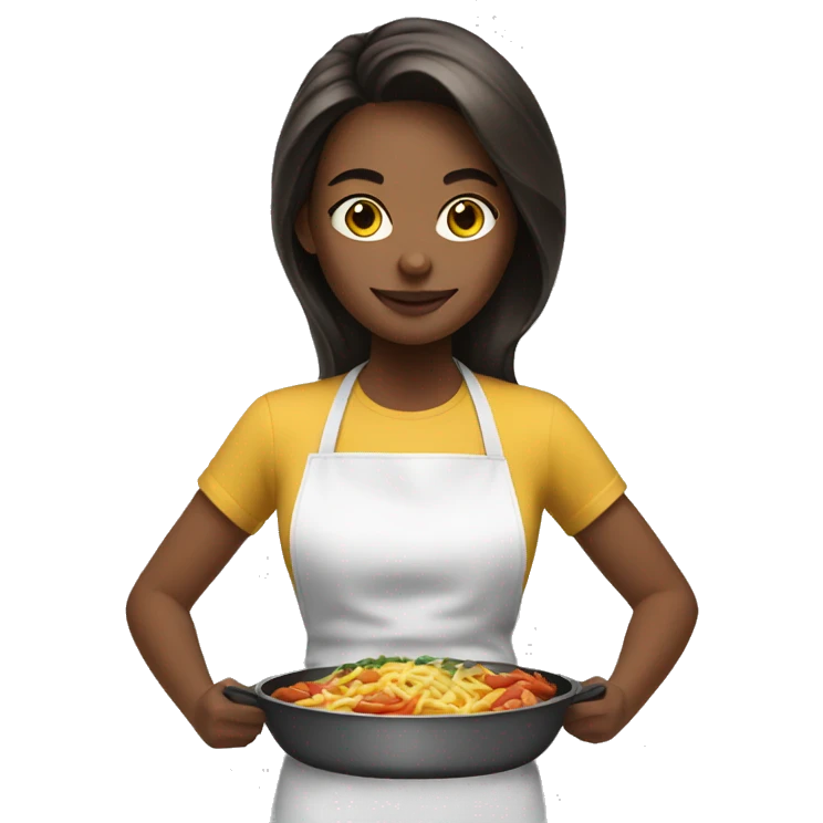 White brunette girl cooking dinner emoji