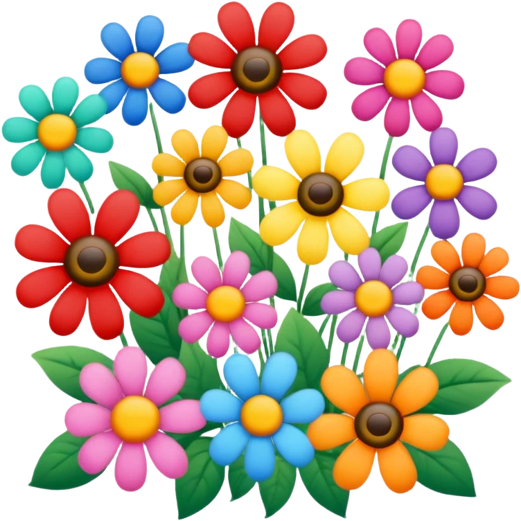 Multicolored flowers with happy birthday Mina sign emoji