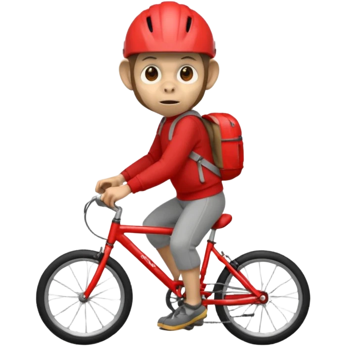 monkey with red bicycle helmet, sweatshirt emoji