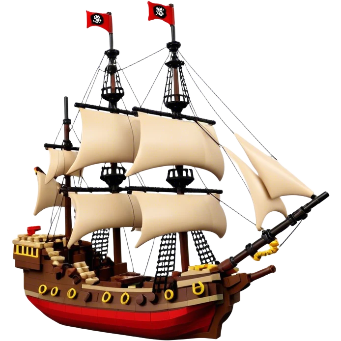 Pirate Ship (Toy) - Lego Pirate Ship (Model Year: 2021) (Iconic colour: Brown with red sails) emoji