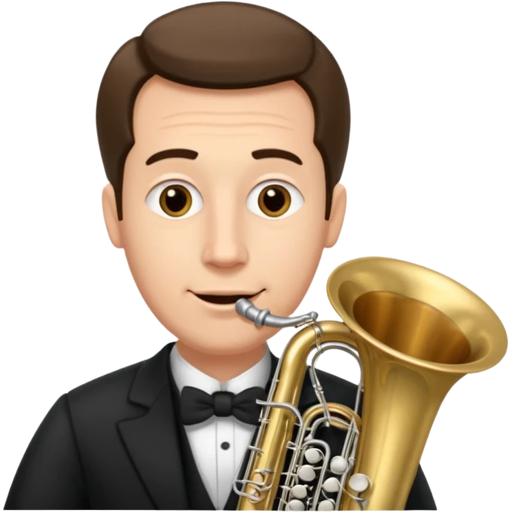 große Tuba, von gltzköpfigen Mann mit grauem Bart gespielt emoji