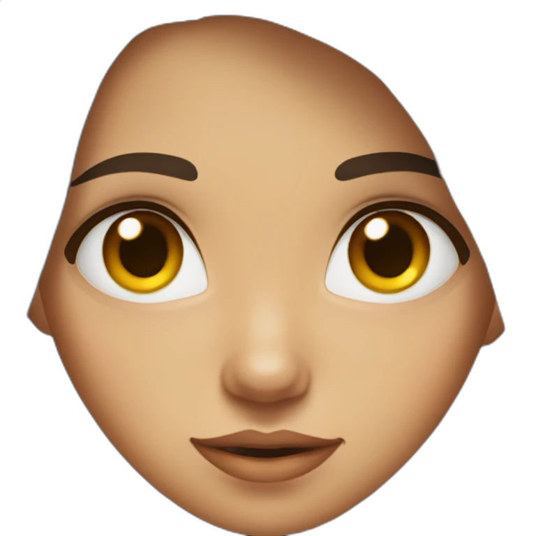 A girl with long dark brown hair, wearing a white shir, with brown eyes and slightly tanned emoji