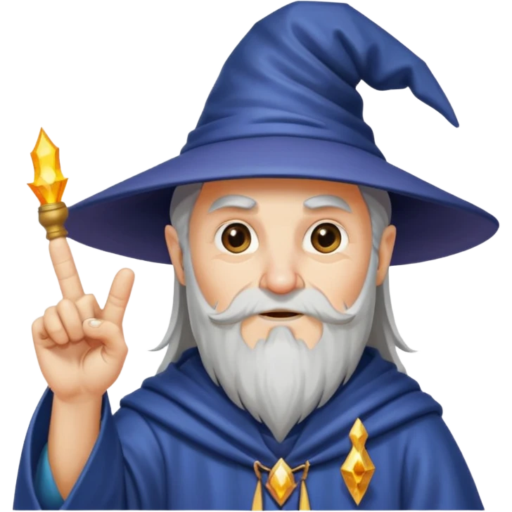 wizard showing middle finger, humorous, bright, no text emoji