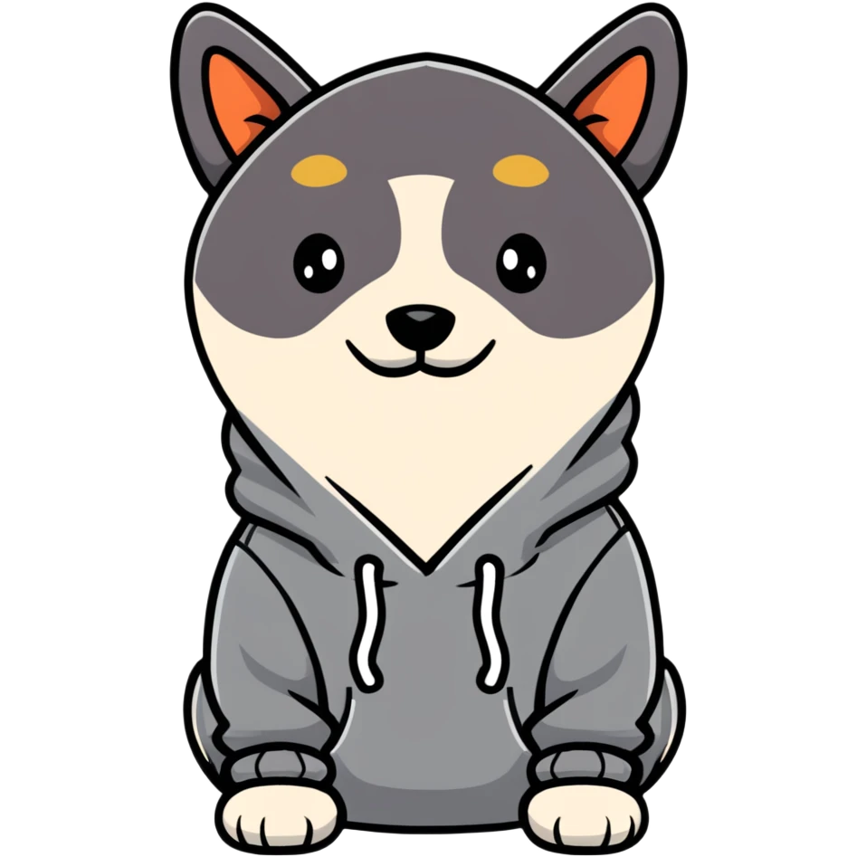 Dog wearing a hoddie emoji