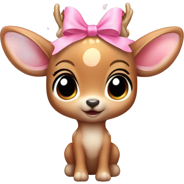 baby deer with fairy wings and a pink bow around its neck  emoji