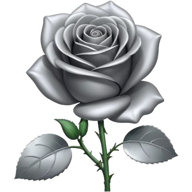 gray metal chrome rose, without green leaves, just flower emoji