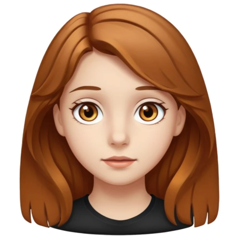A girl with amber eyes and medium-length straight (slightly wavy) light brown hair. She is a teenager emoji