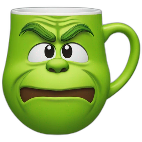 Grinch face shaped mug emoji