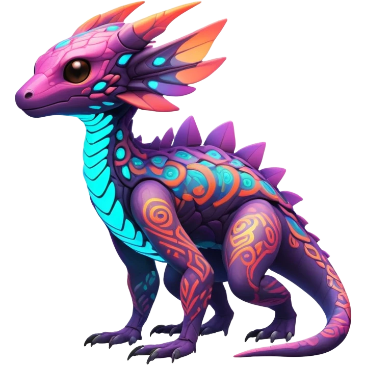 futuristic lush warm-colored neon-colored Fakémon-Trico-creature (full body) emoji