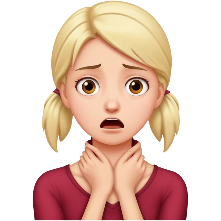 girl holding her neck strangling herself  emoji