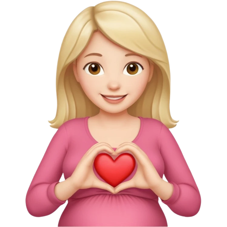 pregnant woman with heart hands emoji