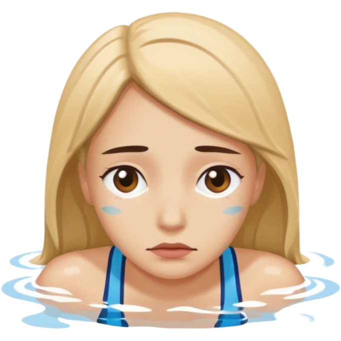 a sad woman swimming by herself emoji