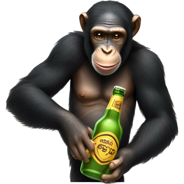 Chimpanze hold a beer bottle emoji