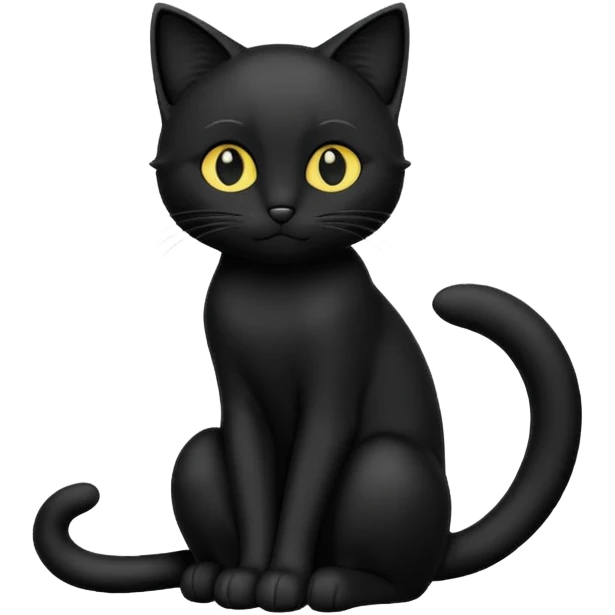 Chat noir peinture mignon assise peinture emoji