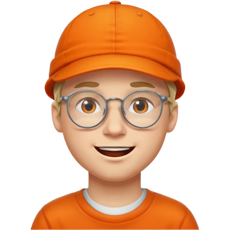 white young man in glasses with an orange cap, winking emoji