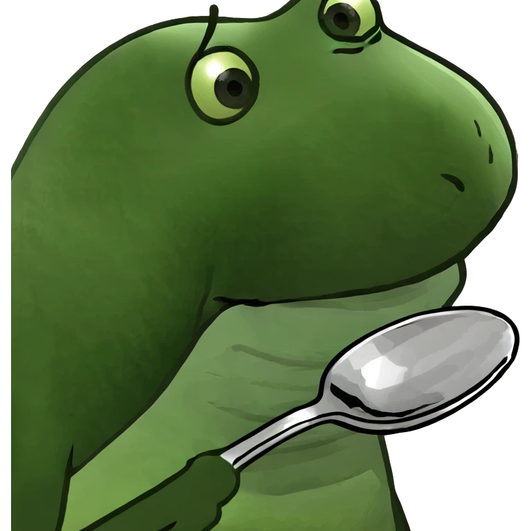 Granny licking silver spoon emoji
