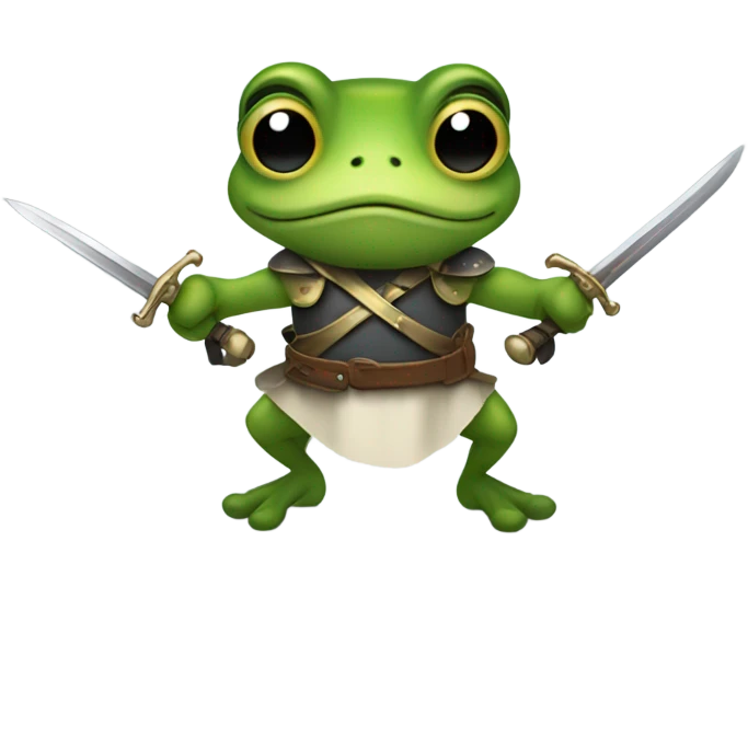 Battle frog with swords emoji