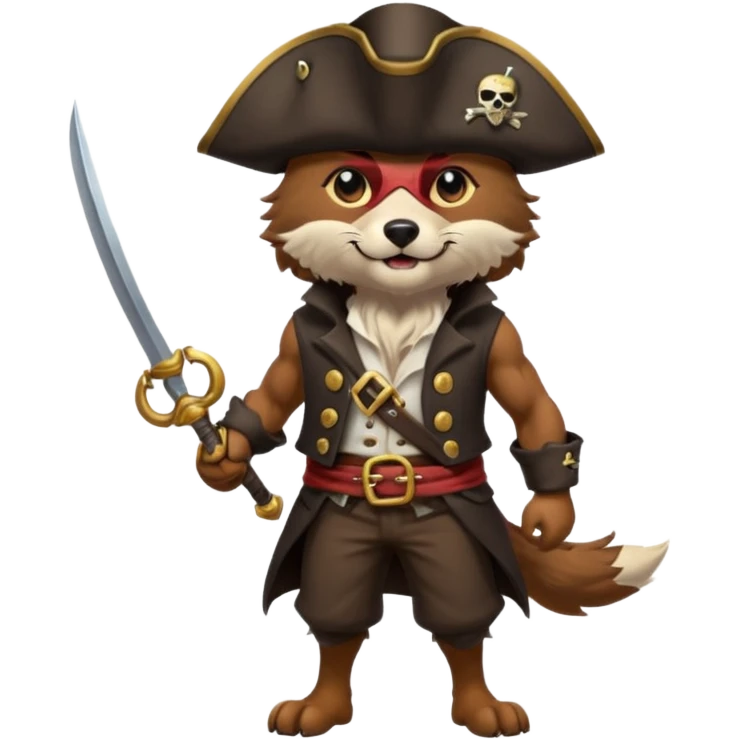 Pirate wolf full body  emoji
