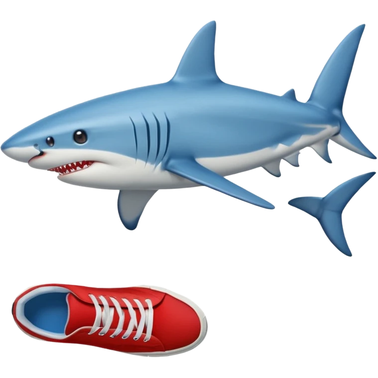 Blue shark with red sneakers and legs  emoji