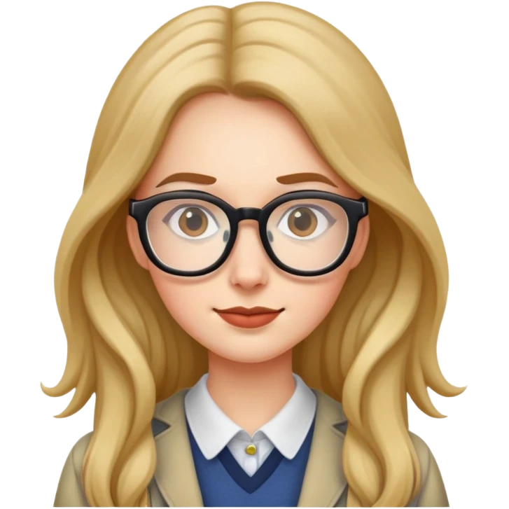 Woman nerd with glasses and long hair emoji
